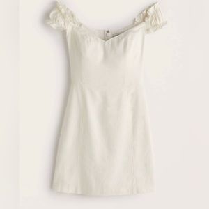 Abercrombie white off shoulder linen dress size small
